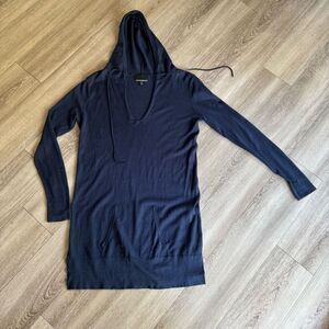Cynthia Rowley Navy Hoodie Long Sleeves Sweater Dress - Size M